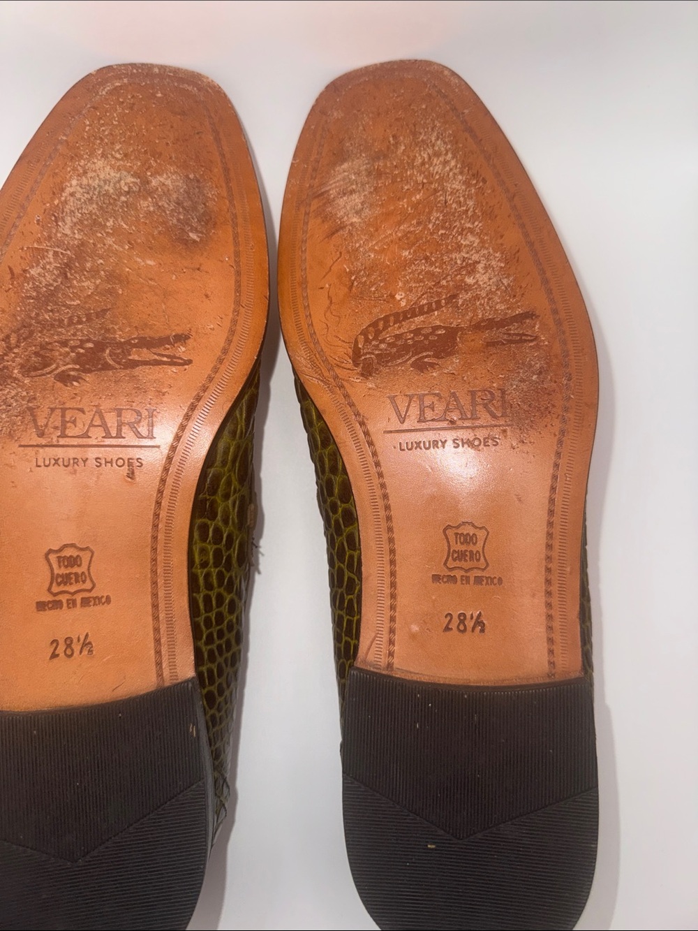 Bond Veari Luxury Croc Embossed Leather Loafers Men’s 8.5 Green - Picture 10 of 11